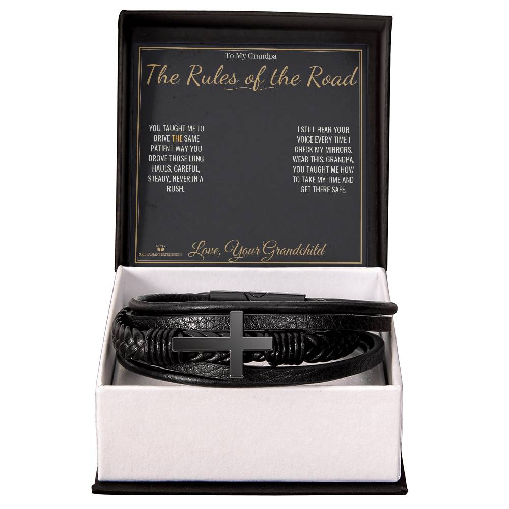 The Rules of the Road - Men's Cross Bracelet for Grandfather - personalized keepsake gift from SKH Radiant Expressions
