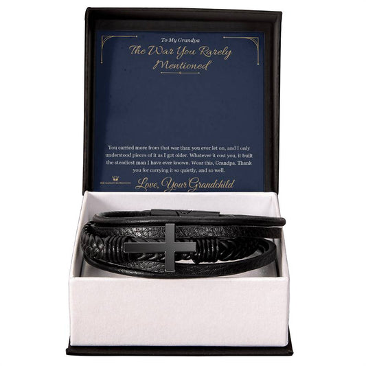 The War You Rarely Mentioned - Men's Cross Bracelet for Grandfather