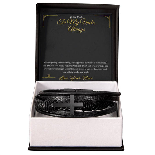 To My Uncle, Always - Men's Cross Bracelet for Uncle
