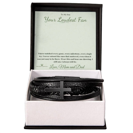 Your Loudest Fan - Men's Cross Bracelet for Grandson