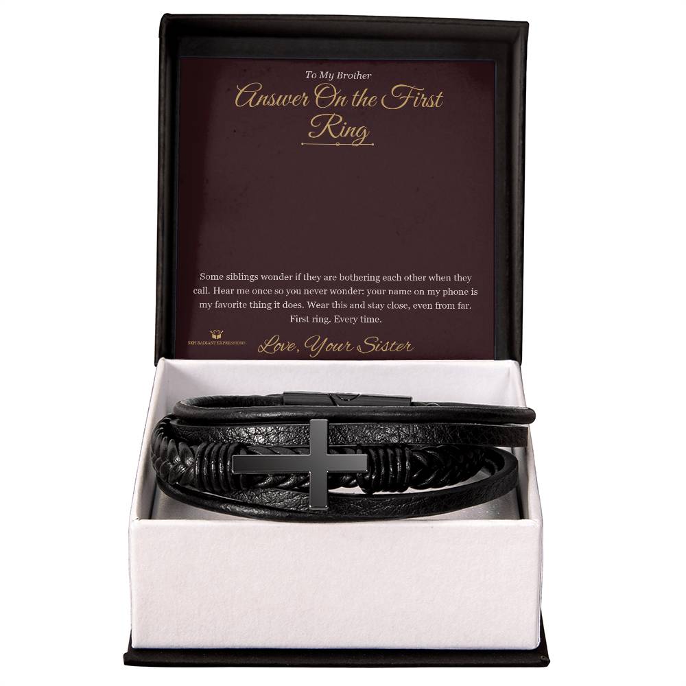 Answer On the First Ring - Men's Cross Bracelet for Brother