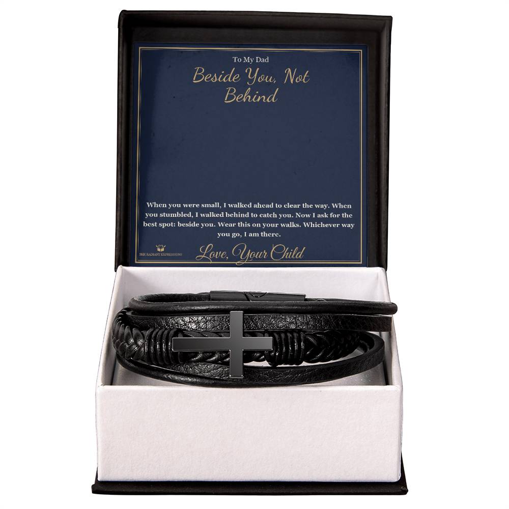 Beside You, Not Behind - Men's Cross Bracelet for Dad