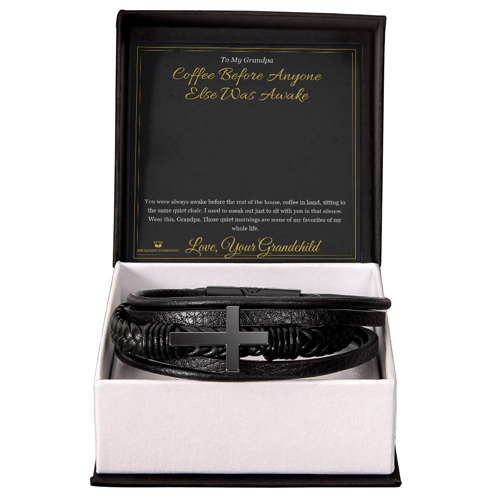 Coffee Before Anyone Else Was Awake - Men's Cross Bracelet for Grandfather