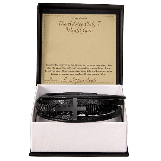 The Advice Only I Would Give - Men's Cross Bracelet for Nephew