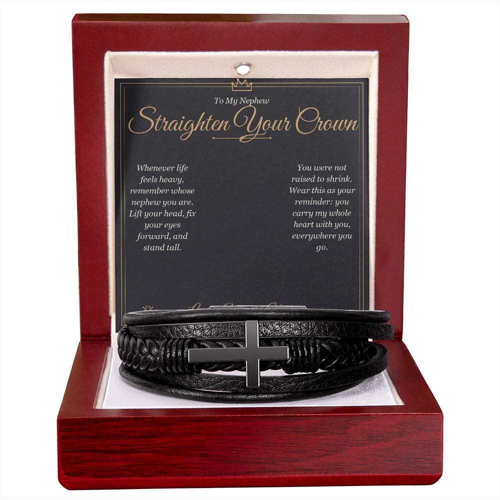 Straighten Your Crown - Men's Cross Bracelet for Nephew