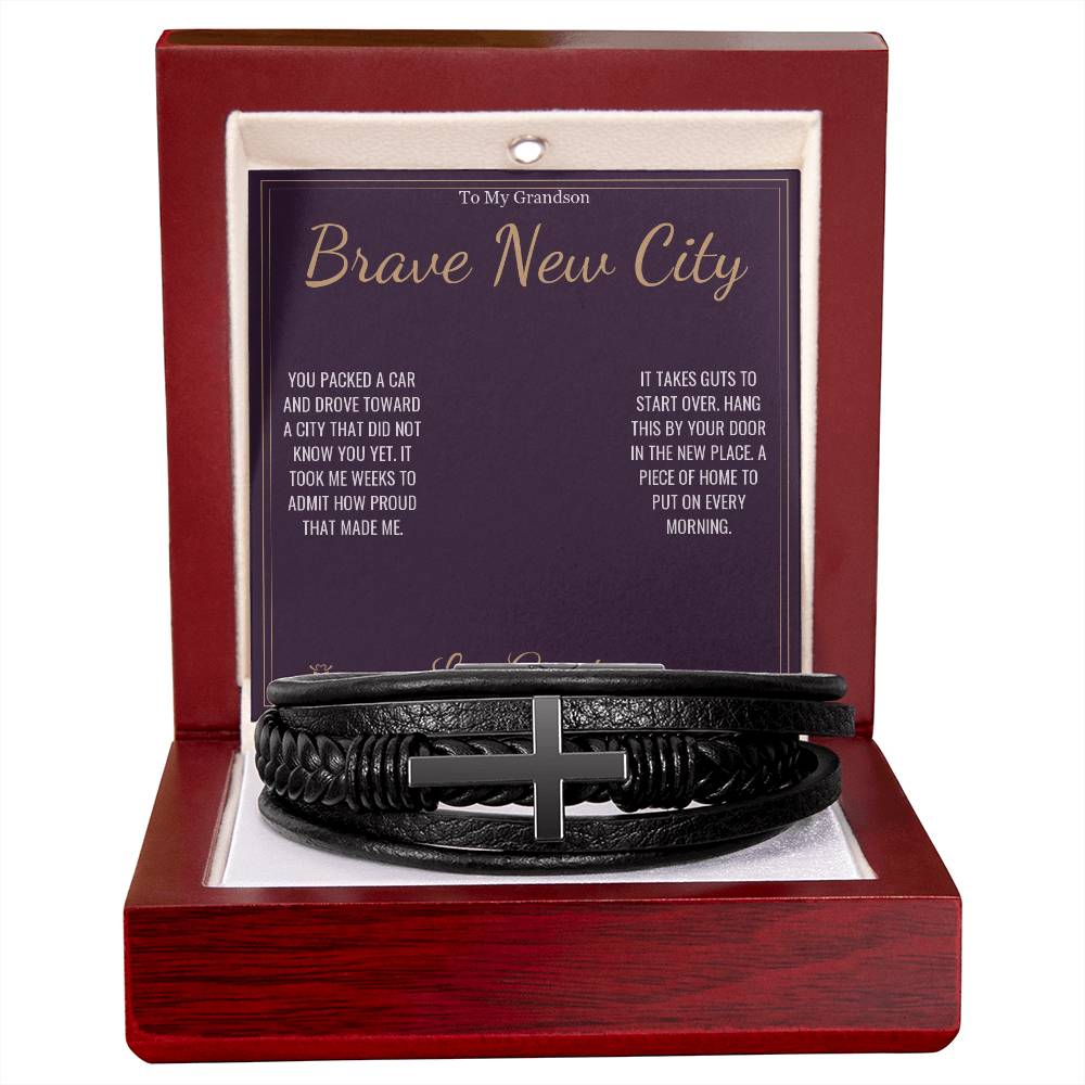 Brave New City - Men's Cross Bracelet for Grandson