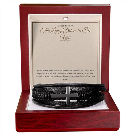 The Long Drives to See You - Men's Cross Bracelet for Brother