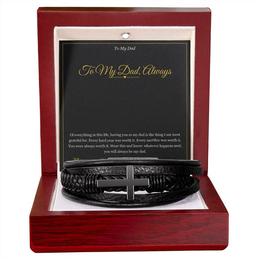 To My Dad, Always - Men's Cross Bracelet for Dad