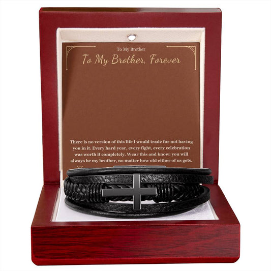To My Brother, Forever - Men's Cross Bracelet for Brother