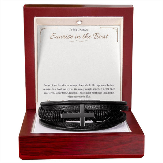 Sunrise in the Boat - Men's Cross Bracelet for Grandfather