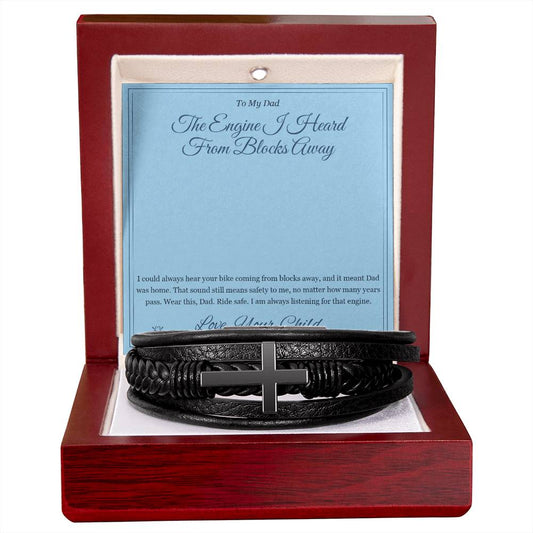 The Engine I Heard From Blocks Away - Men's Cross Bracelet for Dad