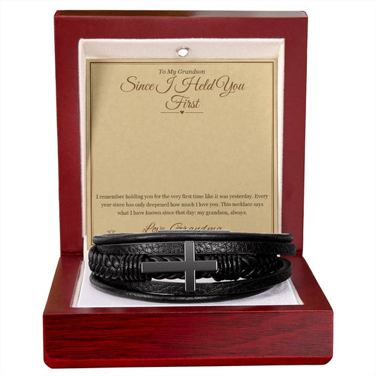 Since I Held You First - Men's Cross Bracelet for Grandson