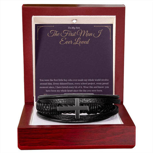 The First Man I Ever Loved - Men's Cross Bracelet for Son