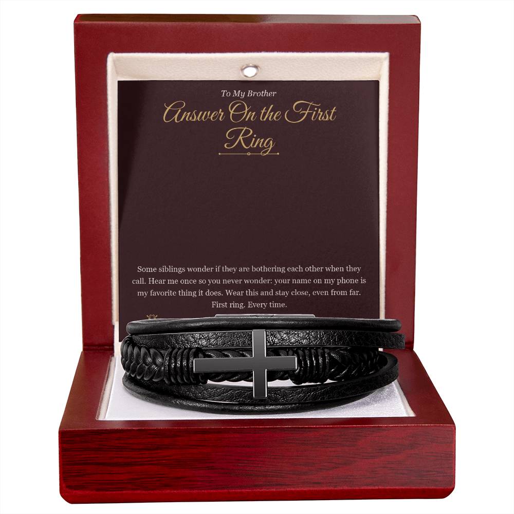 Answer On the First Ring - Men's Cross Bracelet for Brother