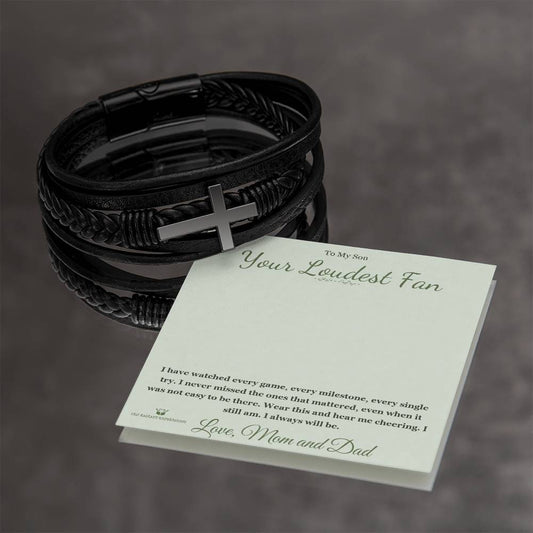 Your Loudest Fan - Men's Cross Bracelet for Son
