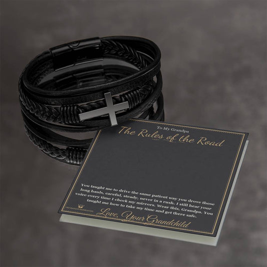 The Rules of the Road - Men's Cross Bracelet for Grandfather