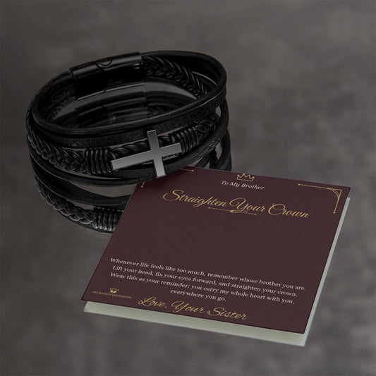 Straighten Your Crown - Men's Cross Bracelet for Brother