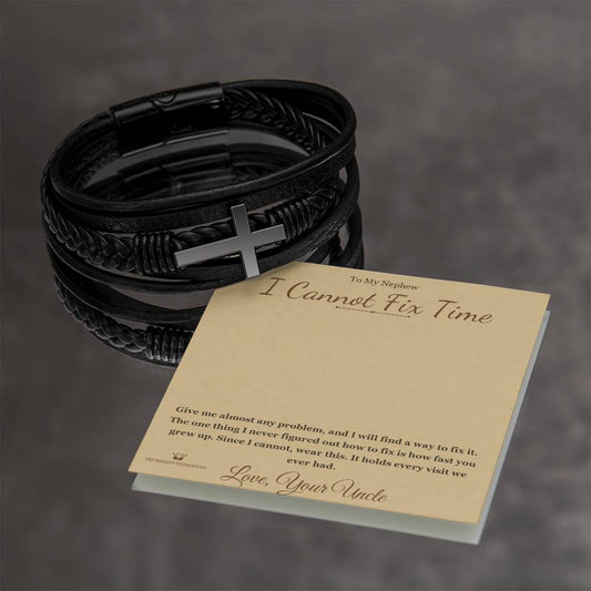 I Cannot Fix Time - Men's Cross Bracelet for Nephew