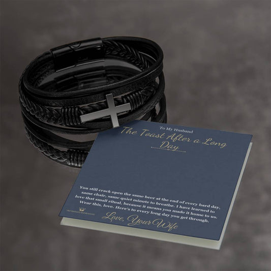 The Toast After a Long Day - Men's Cross Bracelet for Husband