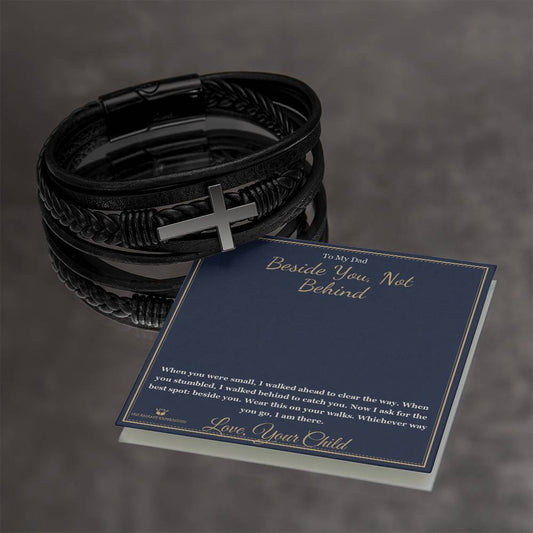 Beside You, Not Behind - Men's Cross Bracelet for Dad
