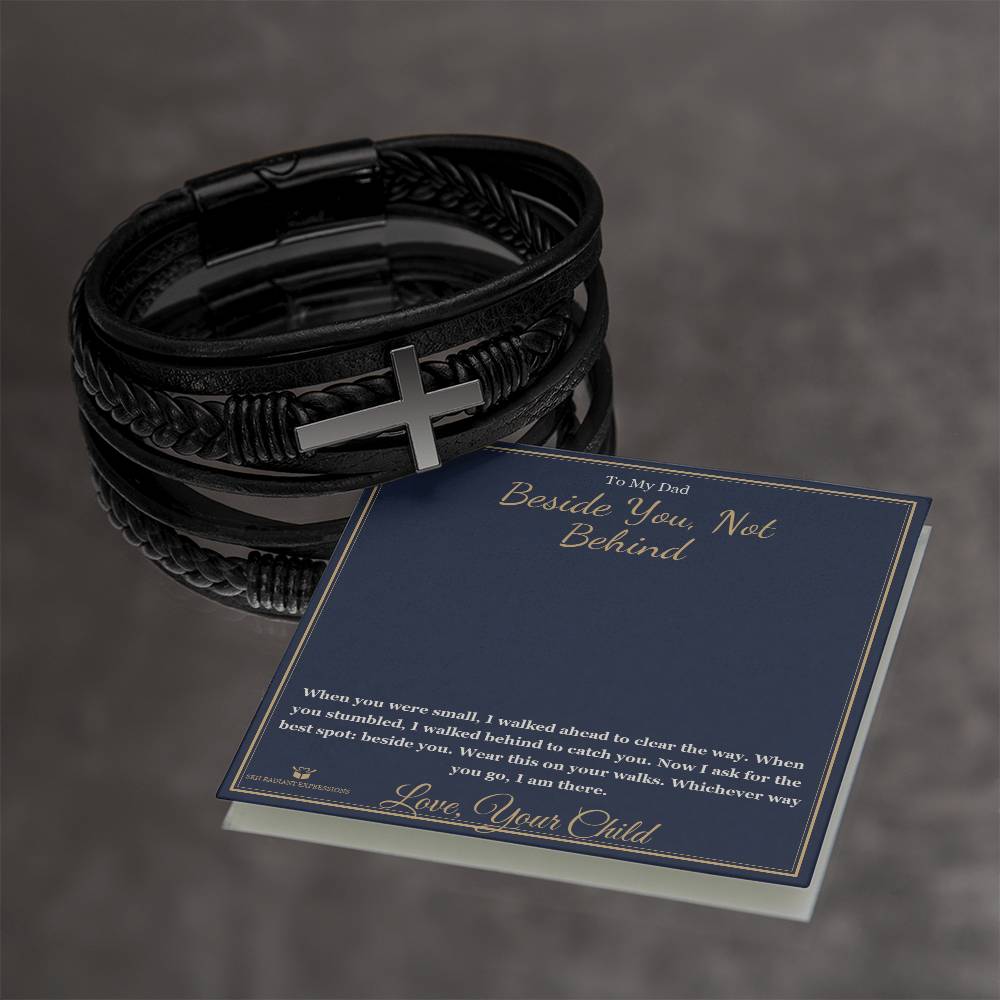 Beside You, Not Behind - Men's Cross Bracelet for Dad