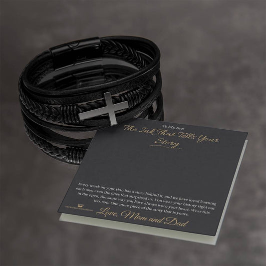 The Ink That Tells Your Story - Men's Cross Bracelet for Son