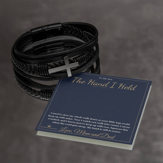 The Hand I Held - Men's Cross Bracelet for Son