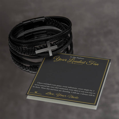 Personalized Men's Cross Bracelet for nephew