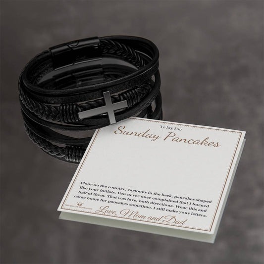 Sunday Pancakes - Men's Cross Bracelet for Son
