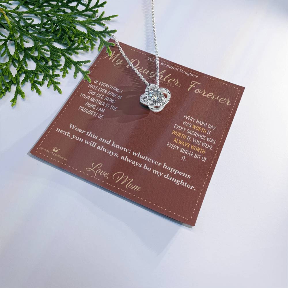 To My Daughter - Forever My Baby Girl - Love Knot Necklace