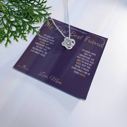 Engraved Love Knot Necklace with message for daughter
