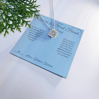 Engraved Love Knot Necklace with message for sister