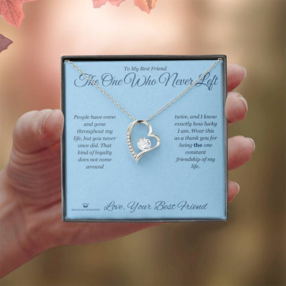 Forever Love Necklace with personalized message card for best friend