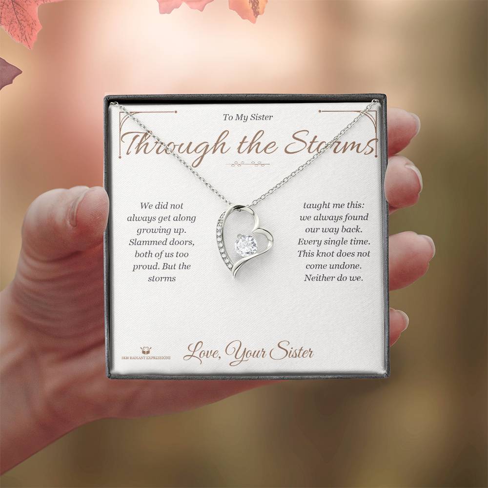 Engraved Forever Love Necklace with message for sister