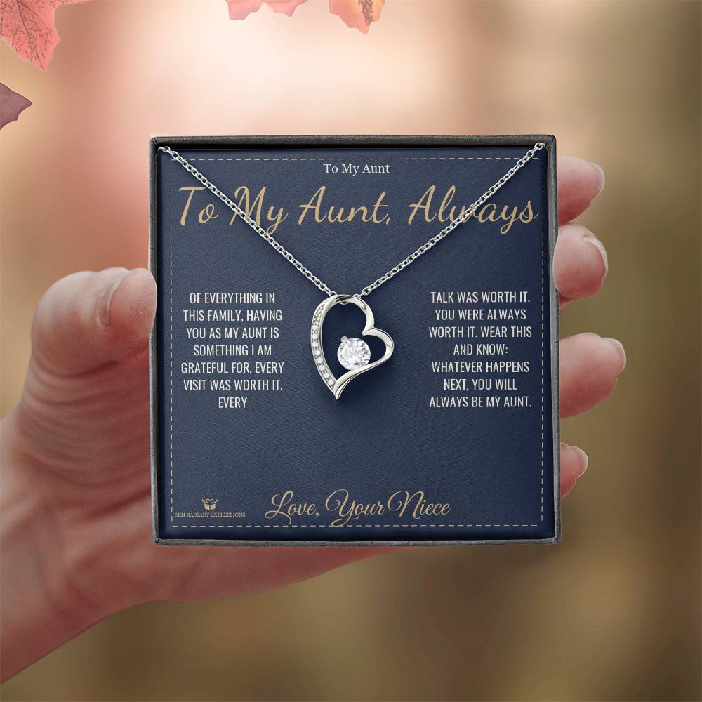 Engraved Forever Love Necklace with message for aunt