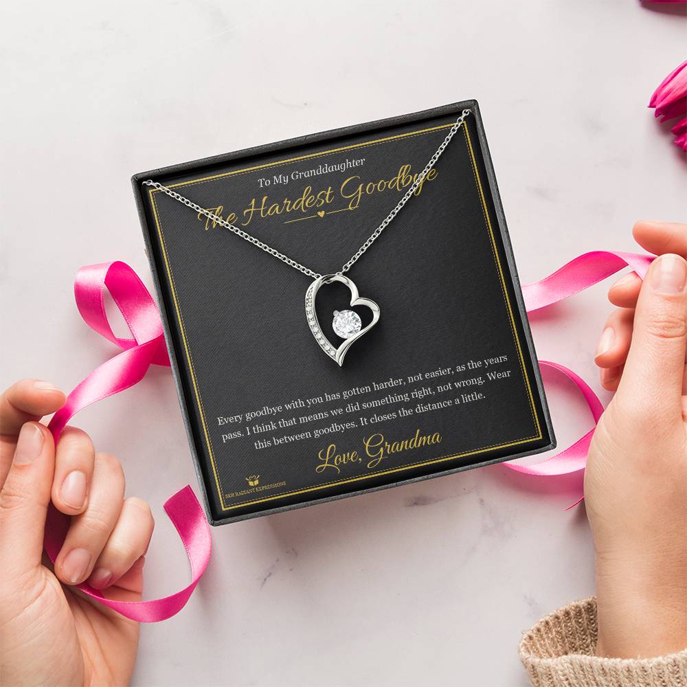 The Hardest Goodbye - Forever Love Necklace for Granddaughter - personalized keepsake gift from SKH Radiant Expressions