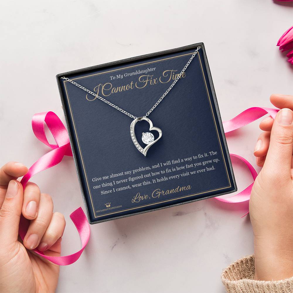 I Cannot Fix Time - Forever Love Necklace for Granddaughter - personalized keepsake gift from SKH Radiant Expressions