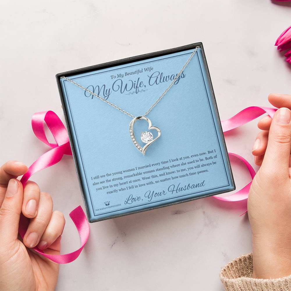 My Wife, Always - Forever Love Necklace with Red Rose Box for Wife - personalized keepsake gift from SKH Radiant Expressions