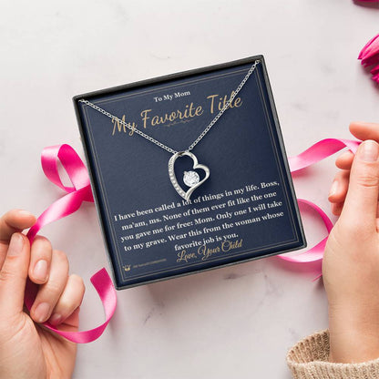 Engraved Forever Love Necklace with message for mom