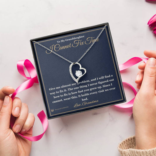 I Cannot Fix Time - Forever Love Necklace for Granddaughter - personalized keepsake gift from SKH Radiant Expressions