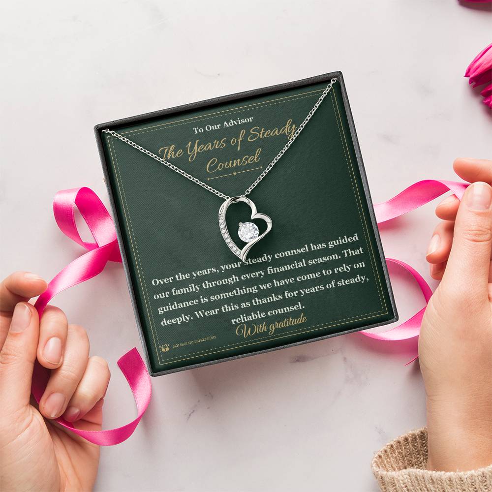 Engraved Forever Love Necklace with message for advisor