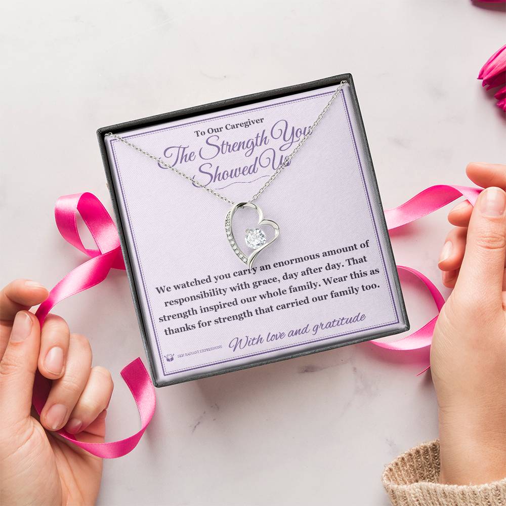 Engraved Forever Love Necklace with message for caregiver