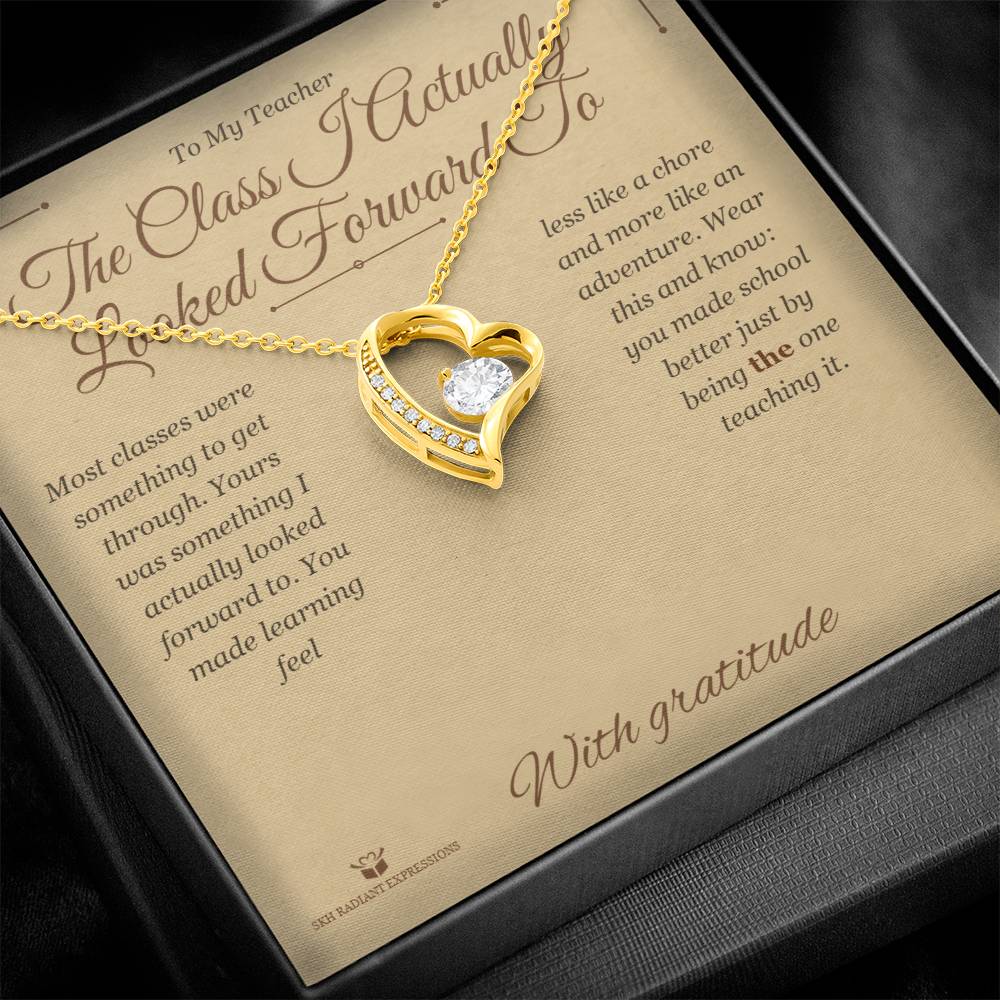 Engraved Forever Love Necklace with message for teacher