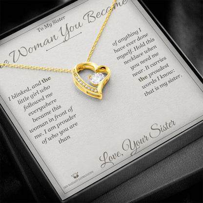 Forever Love Necklace engraved with your own words for sister