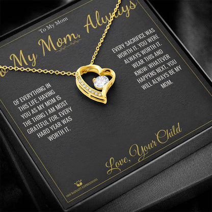 Engraved Forever Love Necklace with message for mom
