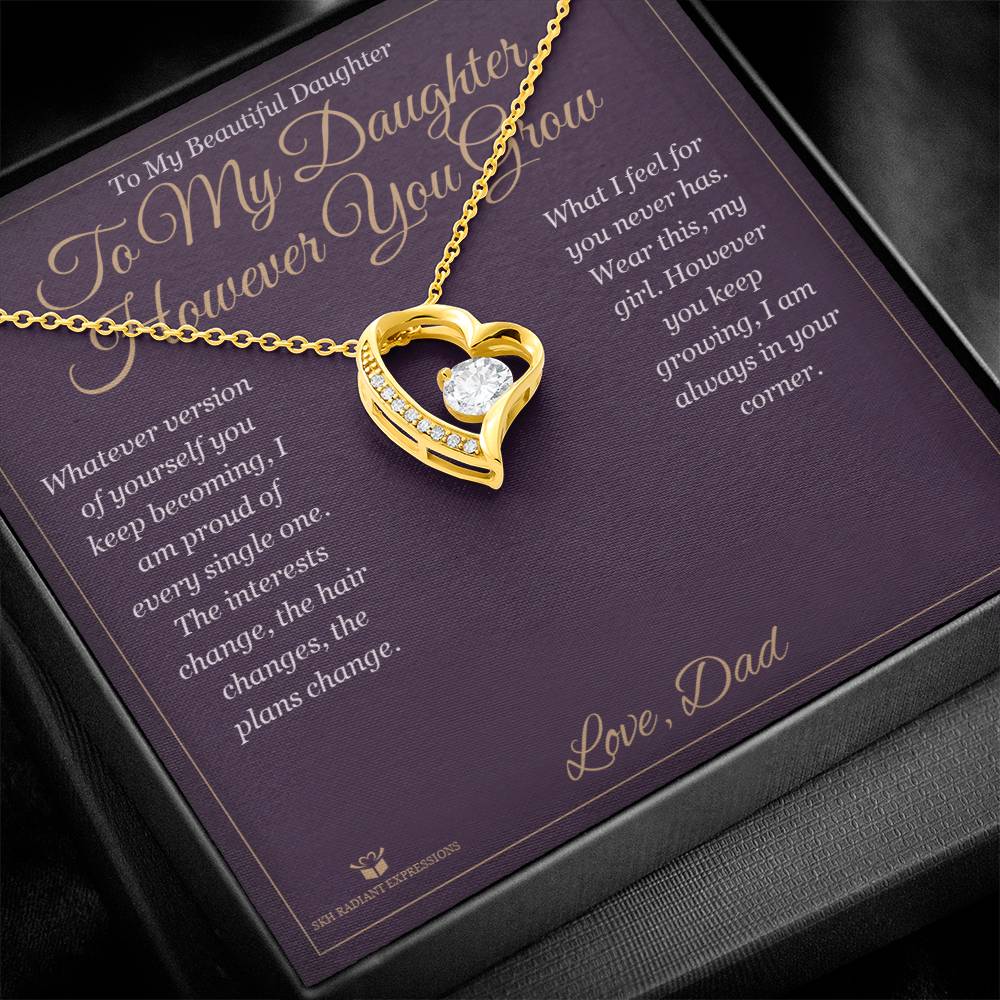 Forever Love Necklace engraved with your own words for daughter