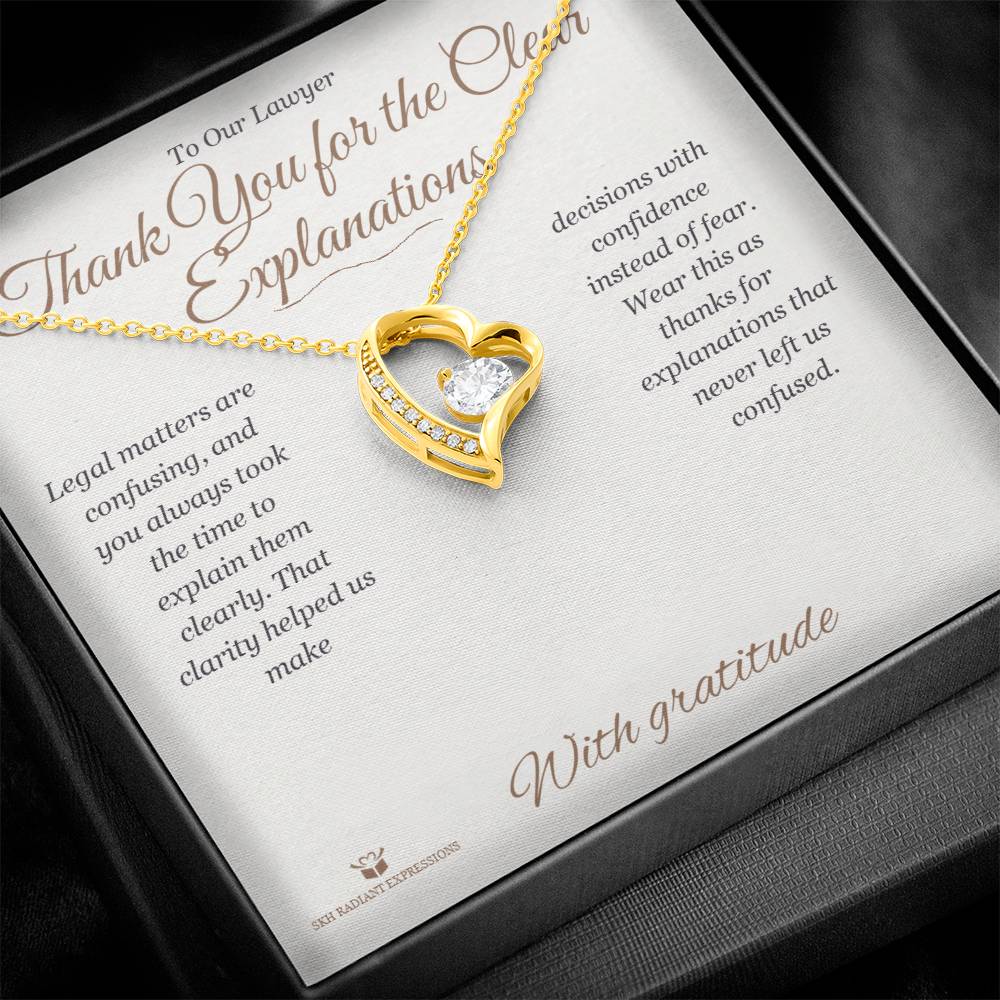 Engraved Forever Love Necklace with message for lawyer