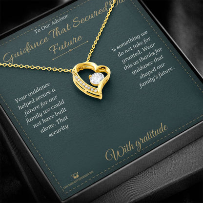 Engraved Forever Love Necklace with message for advisor