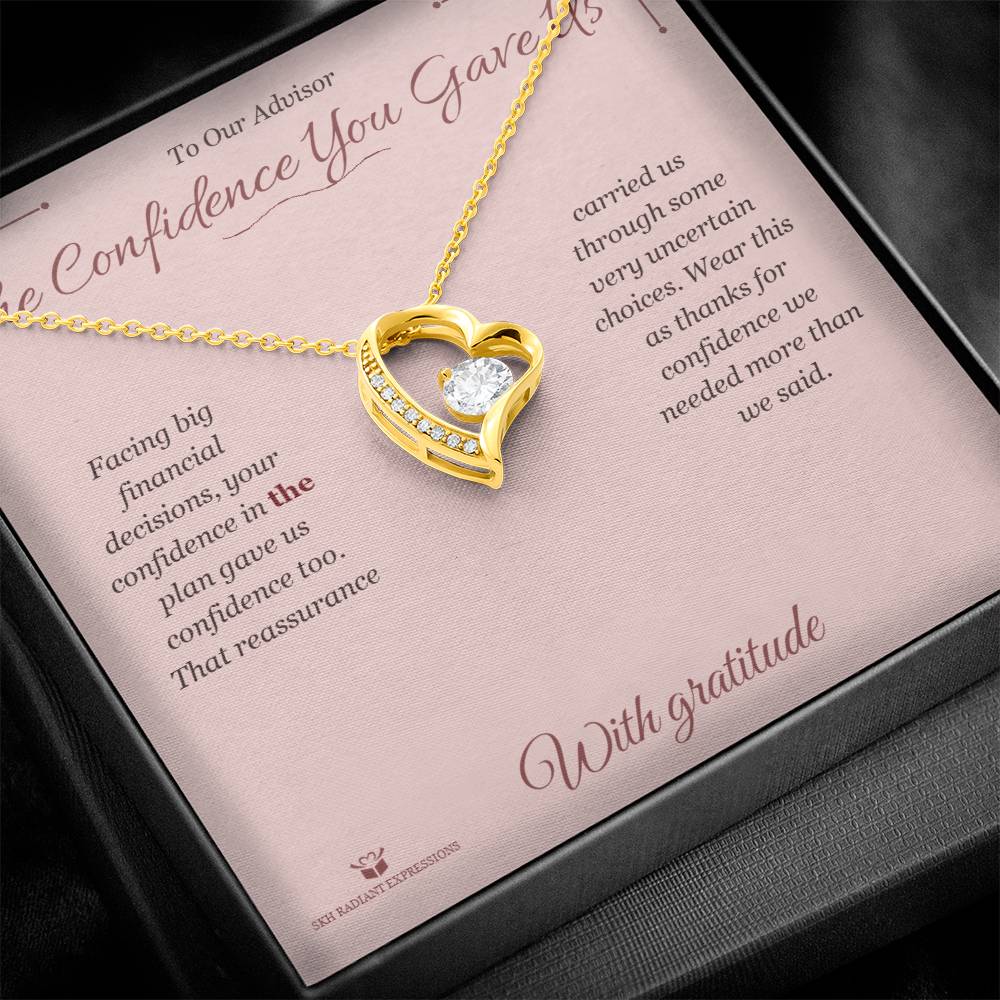 Engraved Forever Love Necklace with message for advisor