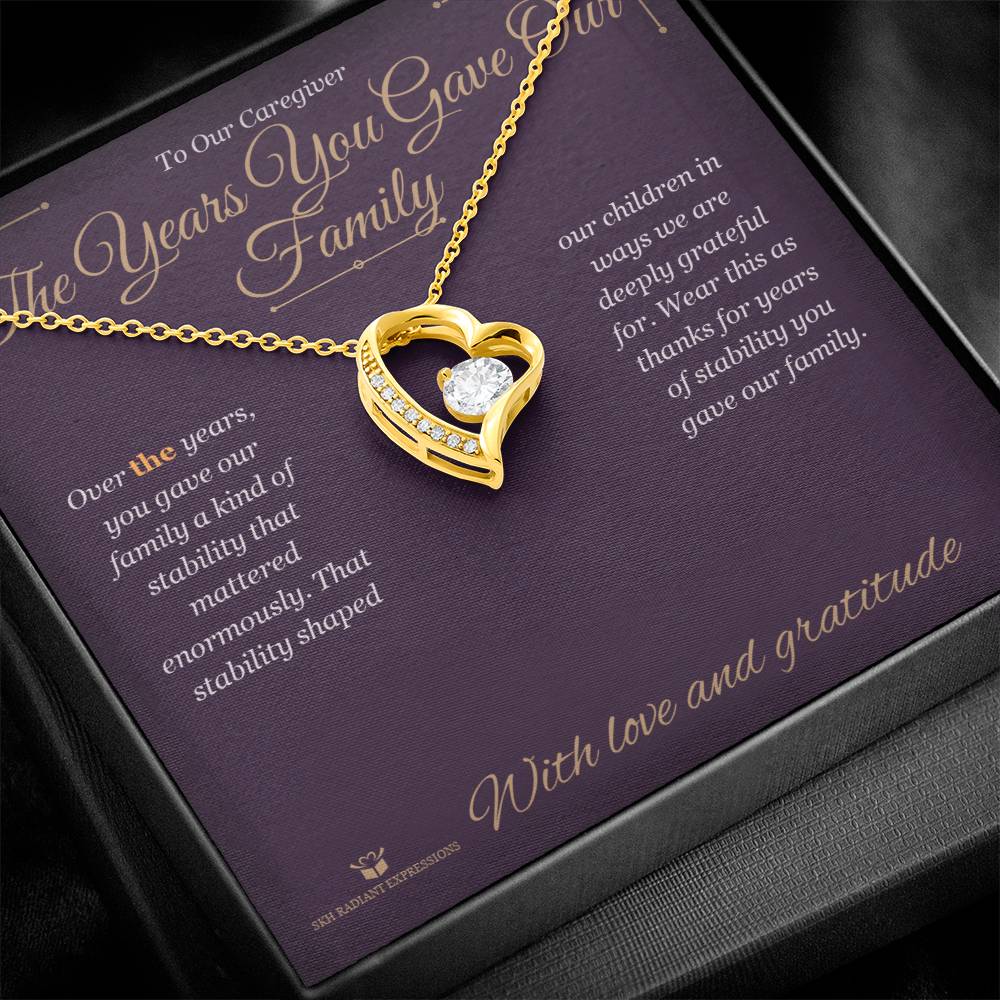 Engraved Forever Love Necklace with message for caregiver